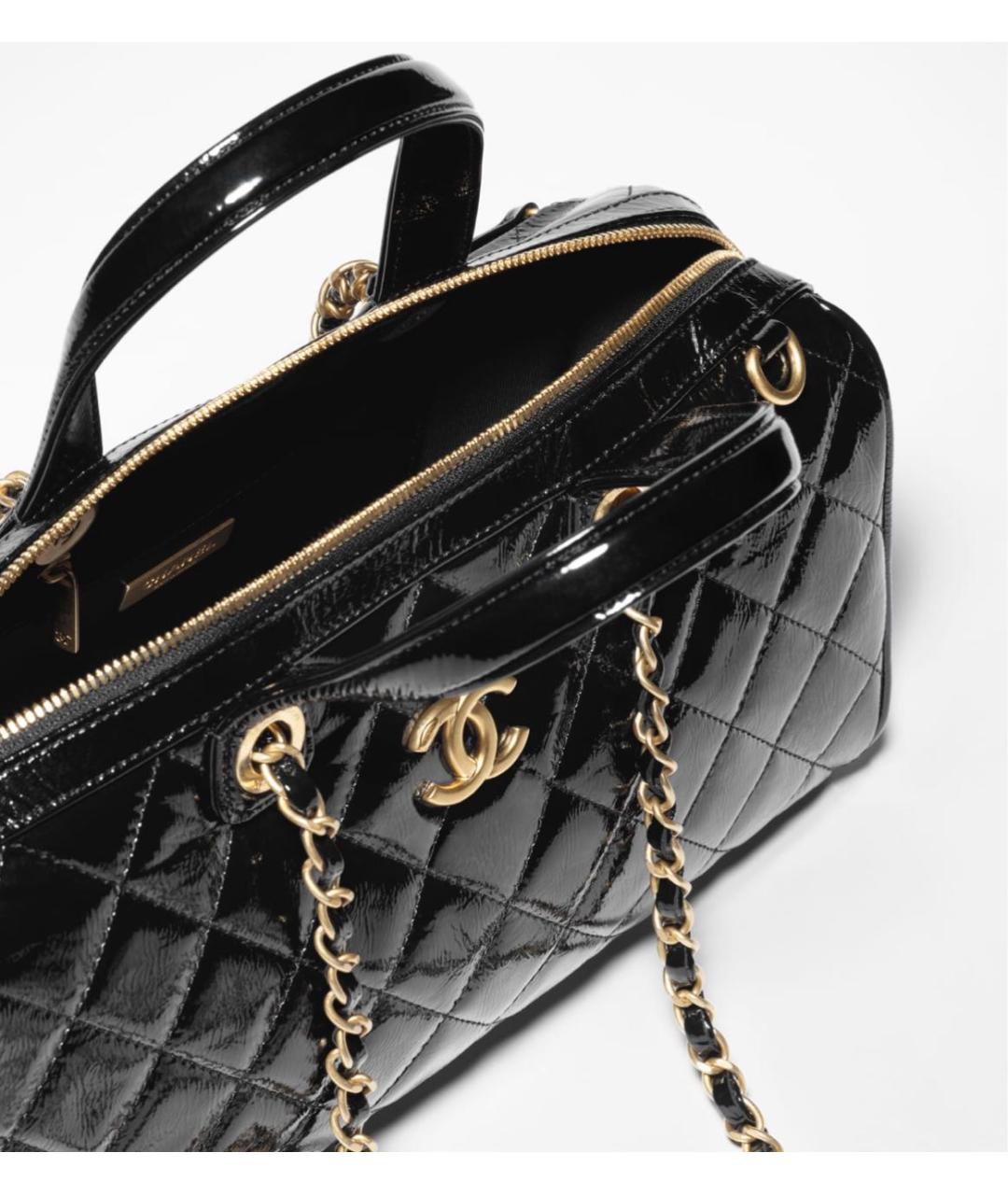 CHANEL Черная кожаная сумка с короткими ручками, фото 3
