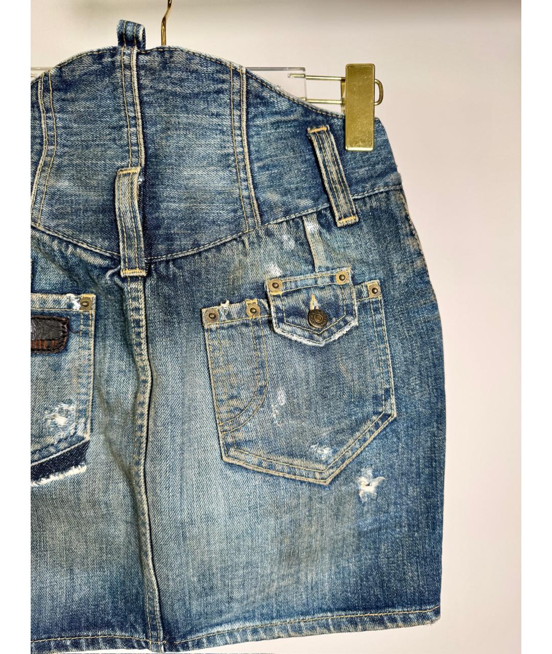 DSQUARED2 Синяя деним юбка мини, фото 8