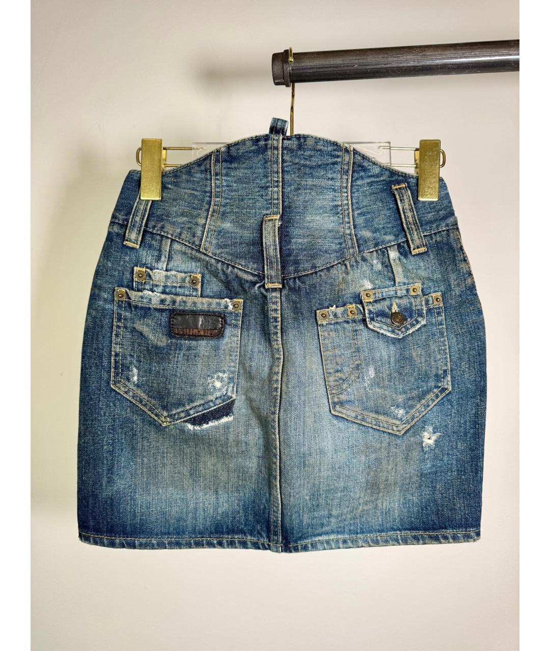 DSQUARED2 Синяя деним юбка мини, фото 2
