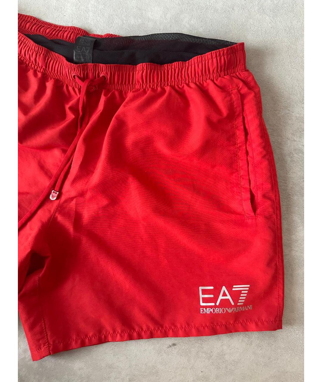 EA7 Красные атласные шорты, фото 2