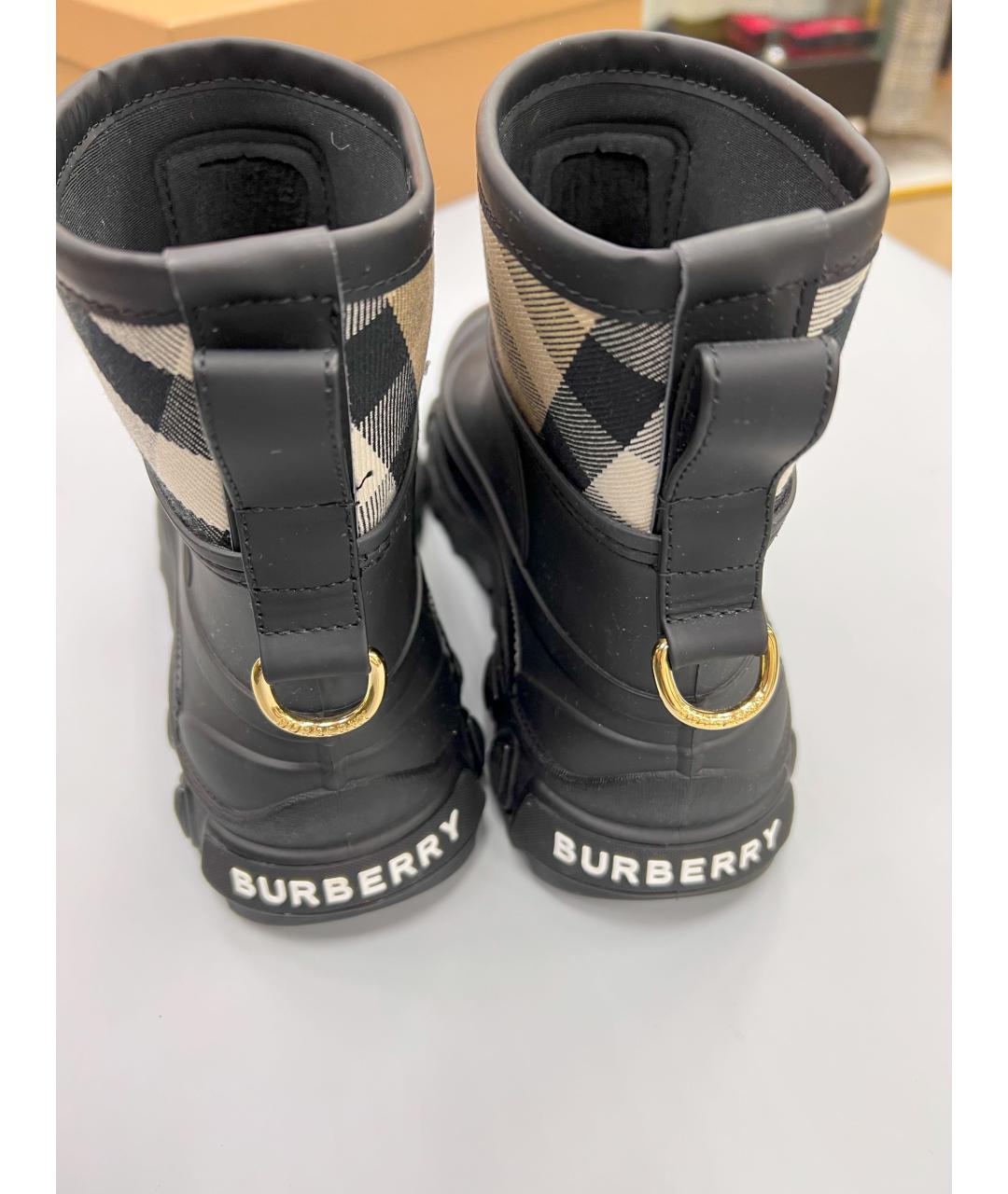 BURBERRY Черные резиновые сапоги, фото 4