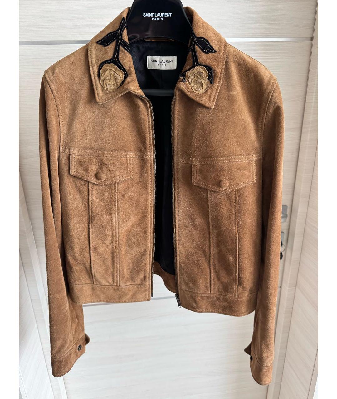 SAINT LAURENT Коричневая замшевая куртка, фото 5
