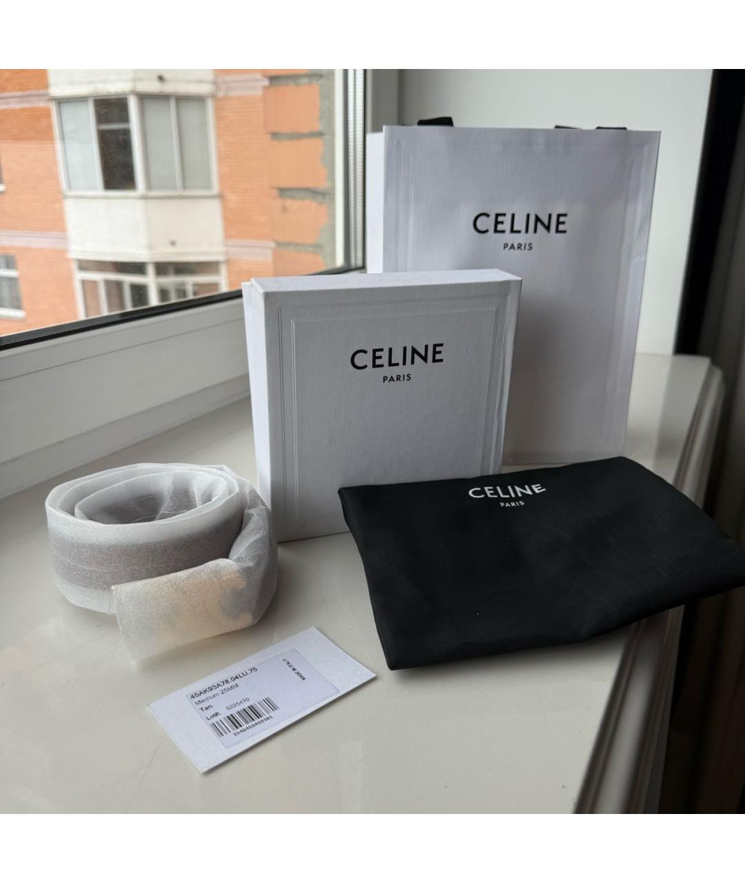 CELINE Коричневый кожаный ремень, фото 6
