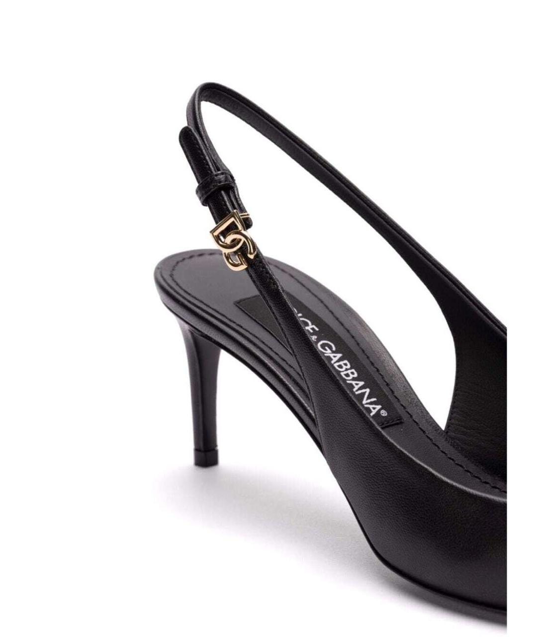 DOLCE&GABBANA Черные кожаные лодочки на низком каблуке, фото 2