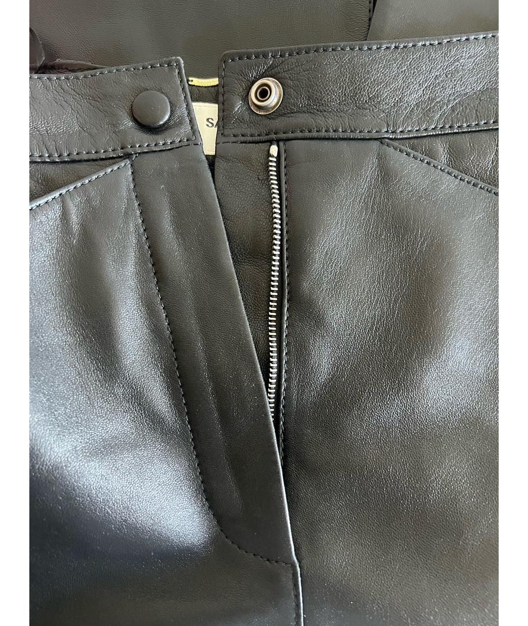 SAINT LAURENT Черная кожаная юбка миди, фото 4
