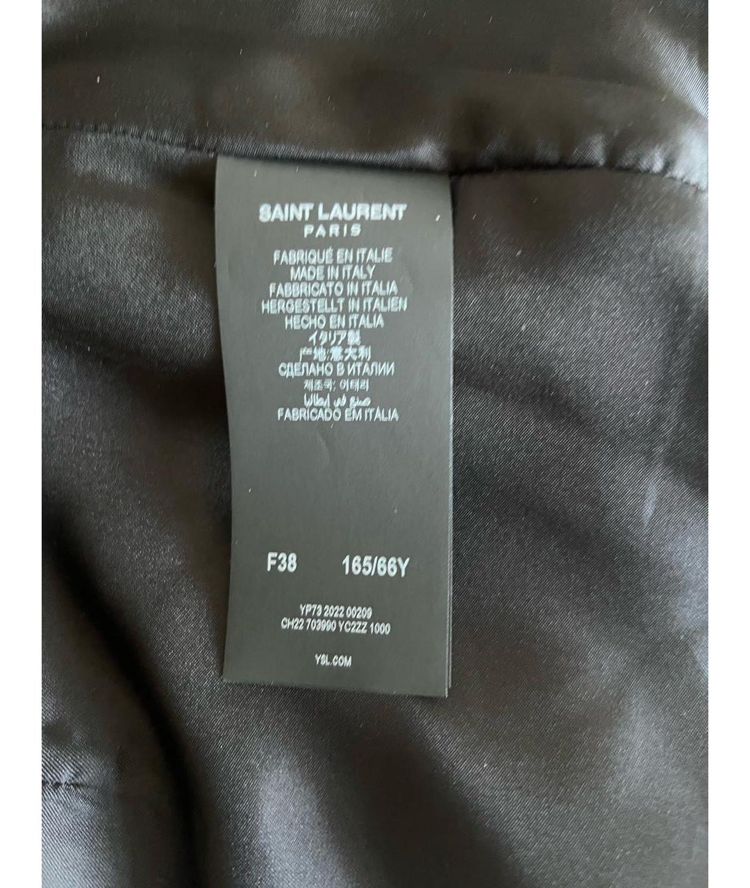 SAINT LAURENT Черная кожаная юбка миди, фото 6