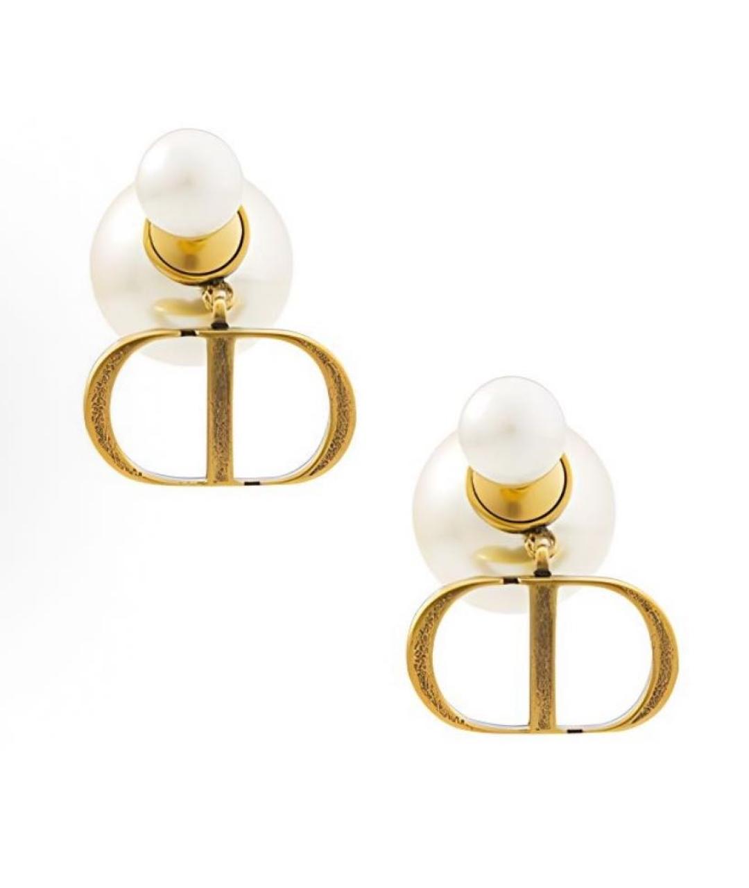 CHRISTIAN DIOR Золотые металлические серьги, фото 4