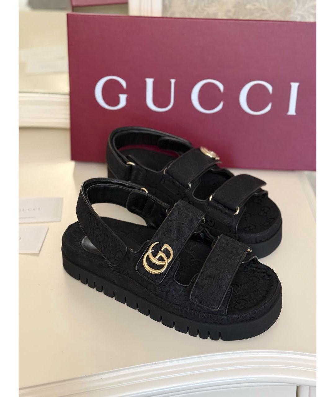 GUCCI Темно-синие текстильные сандалии, фото 3