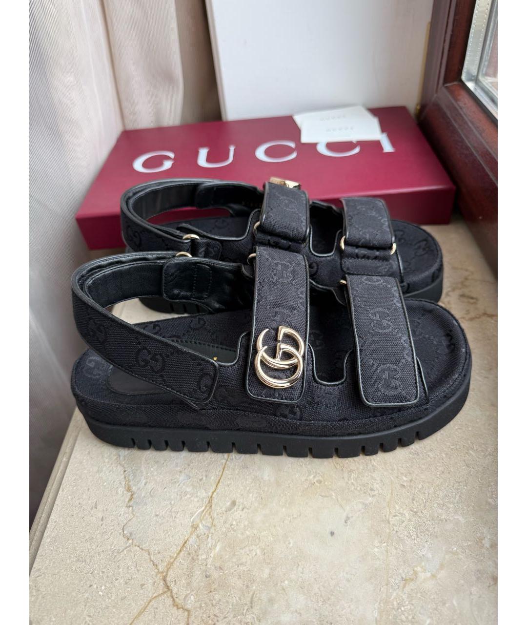 GUCCI Темно-синие текстильные сандалии, фото 7