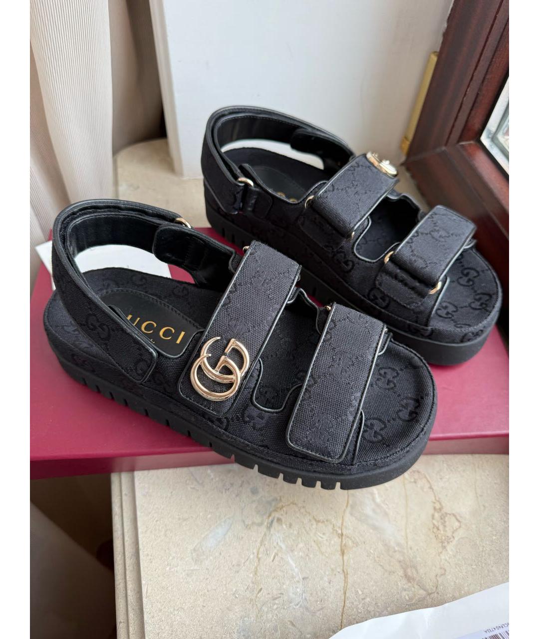 GUCCI Темно-синие текстильные сандалии, фото 6