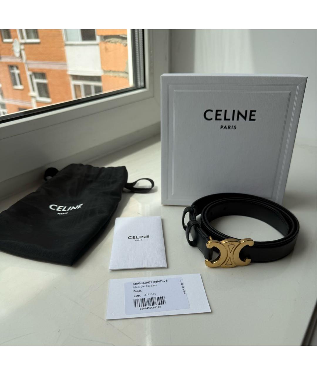 CELINE Черный кожаный ремень, фото 6