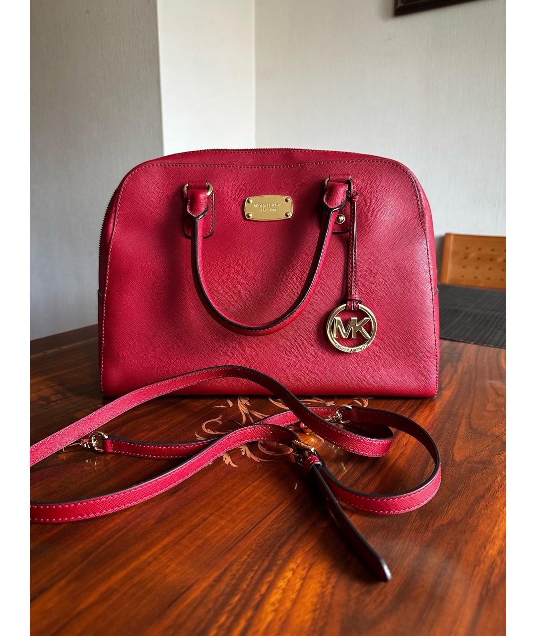 MICHAEL KORS Бордовая кожаная сумка тоут, фото 5