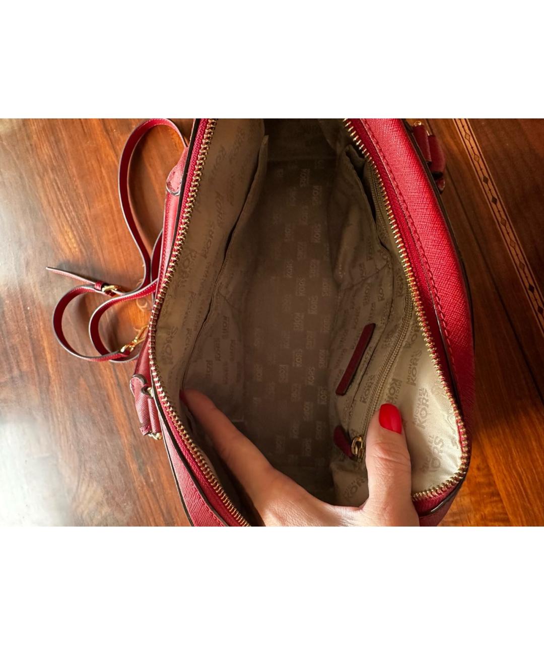 MICHAEL KORS Бордовая кожаная сумка тоут, фото 4