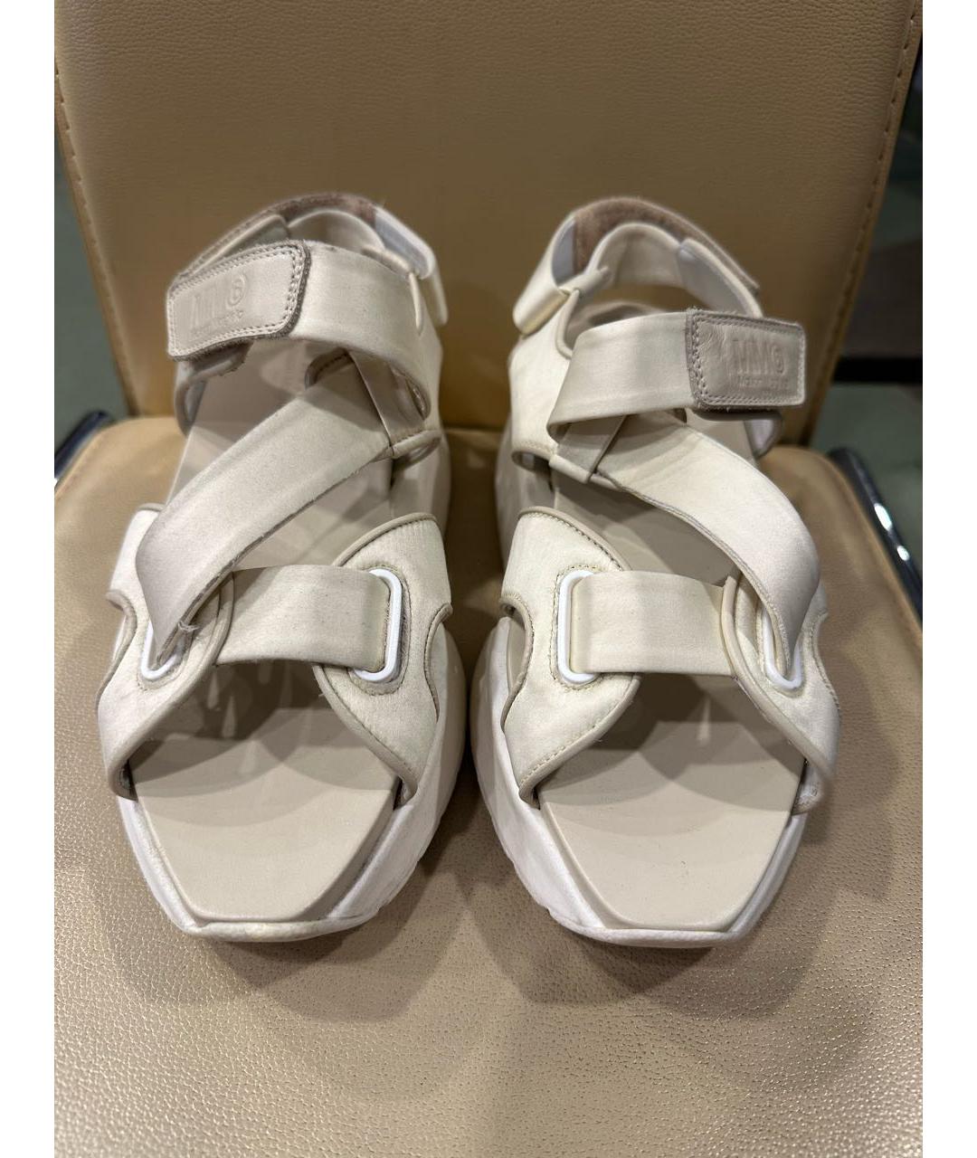 MM6 MAISON MARGIELA Бежевые текстильные сандалии, фото 2
