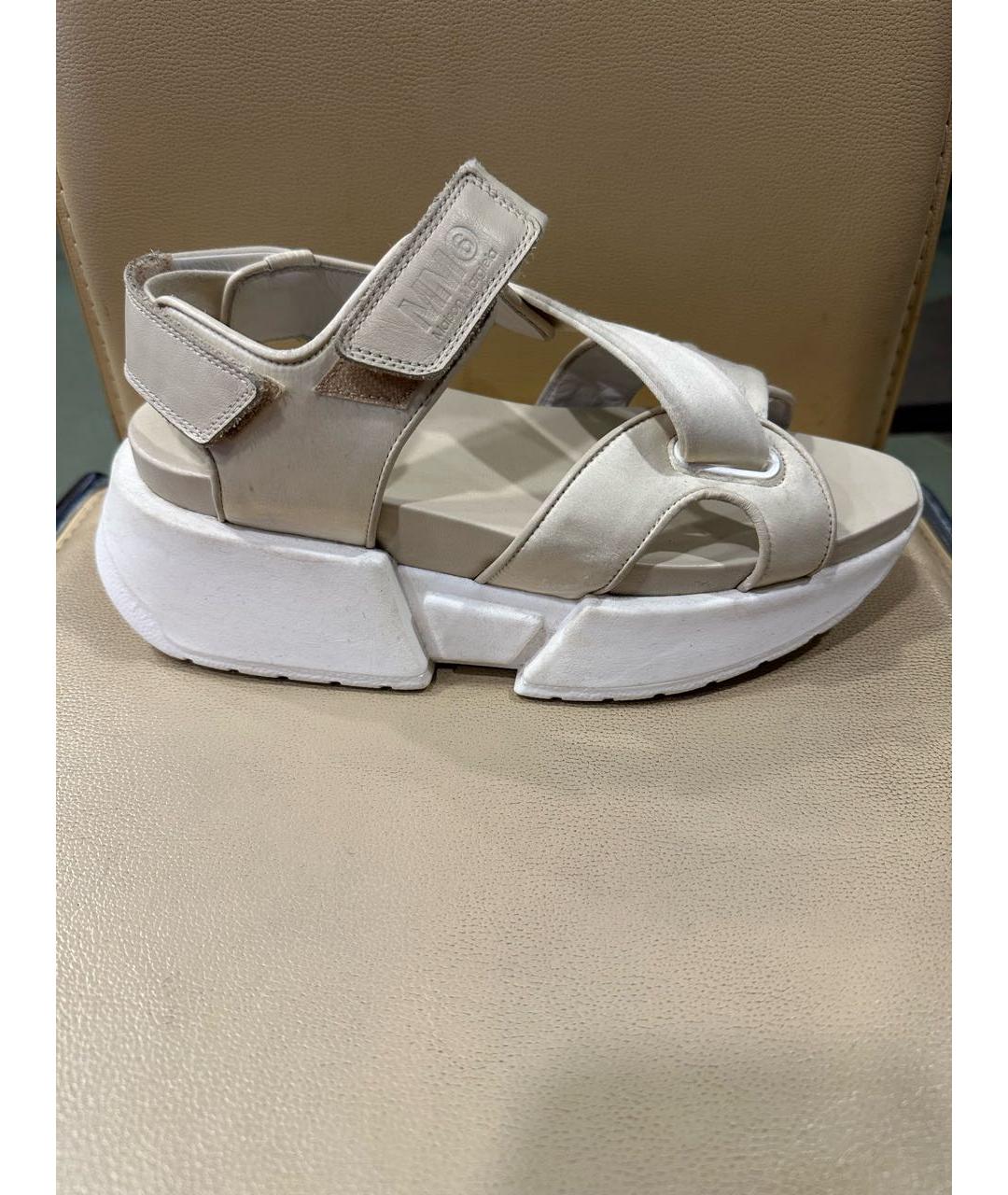 MM6 MAISON MARGIELA Бежевые текстильные сандалии, фото 6