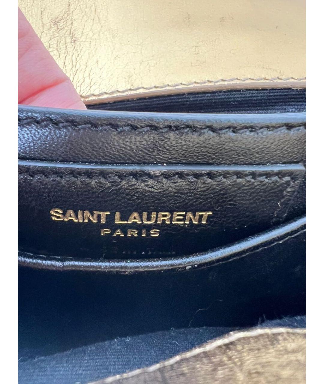 SAINT LAURENT Золотая кожаная сумка через плечо, фото 4