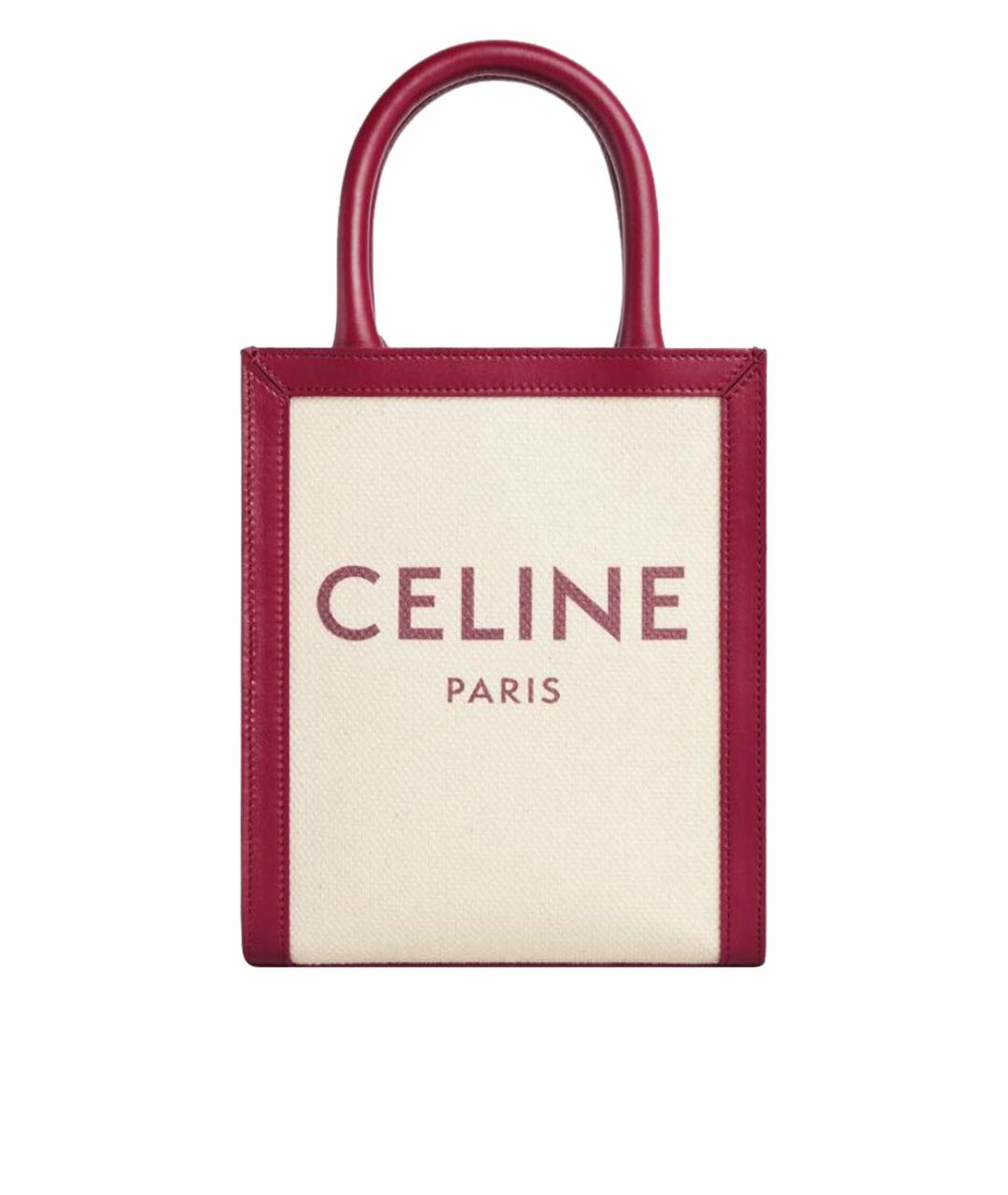 CELINE Бордовая кожаная сумка с короткими ручками, фото 1