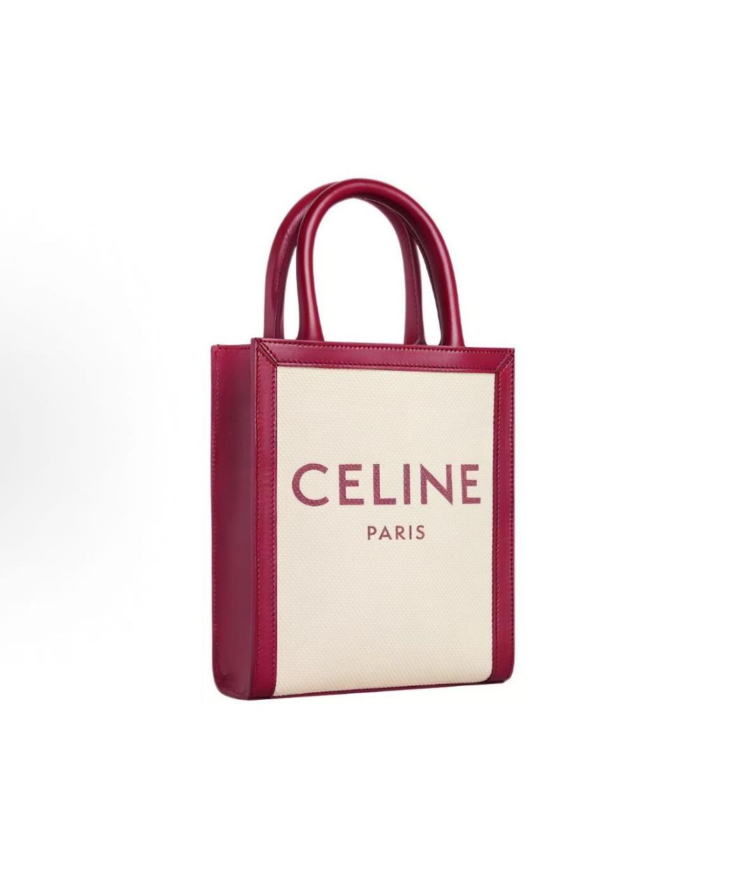 CELINE Бордовая кожаная сумка с короткими ручками, фото 2
