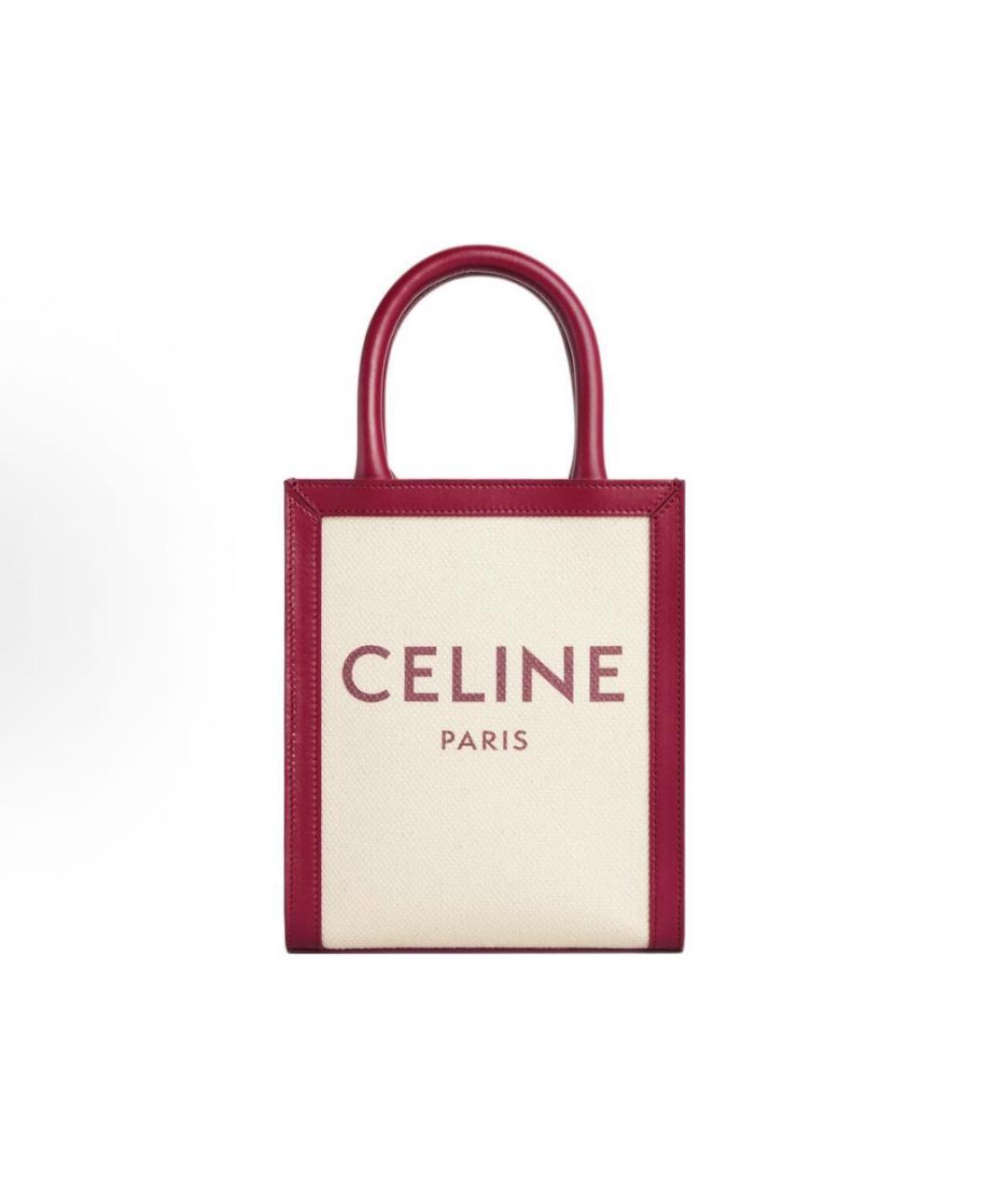 CELINE Бордовая кожаная сумка с короткими ручками, фото 4