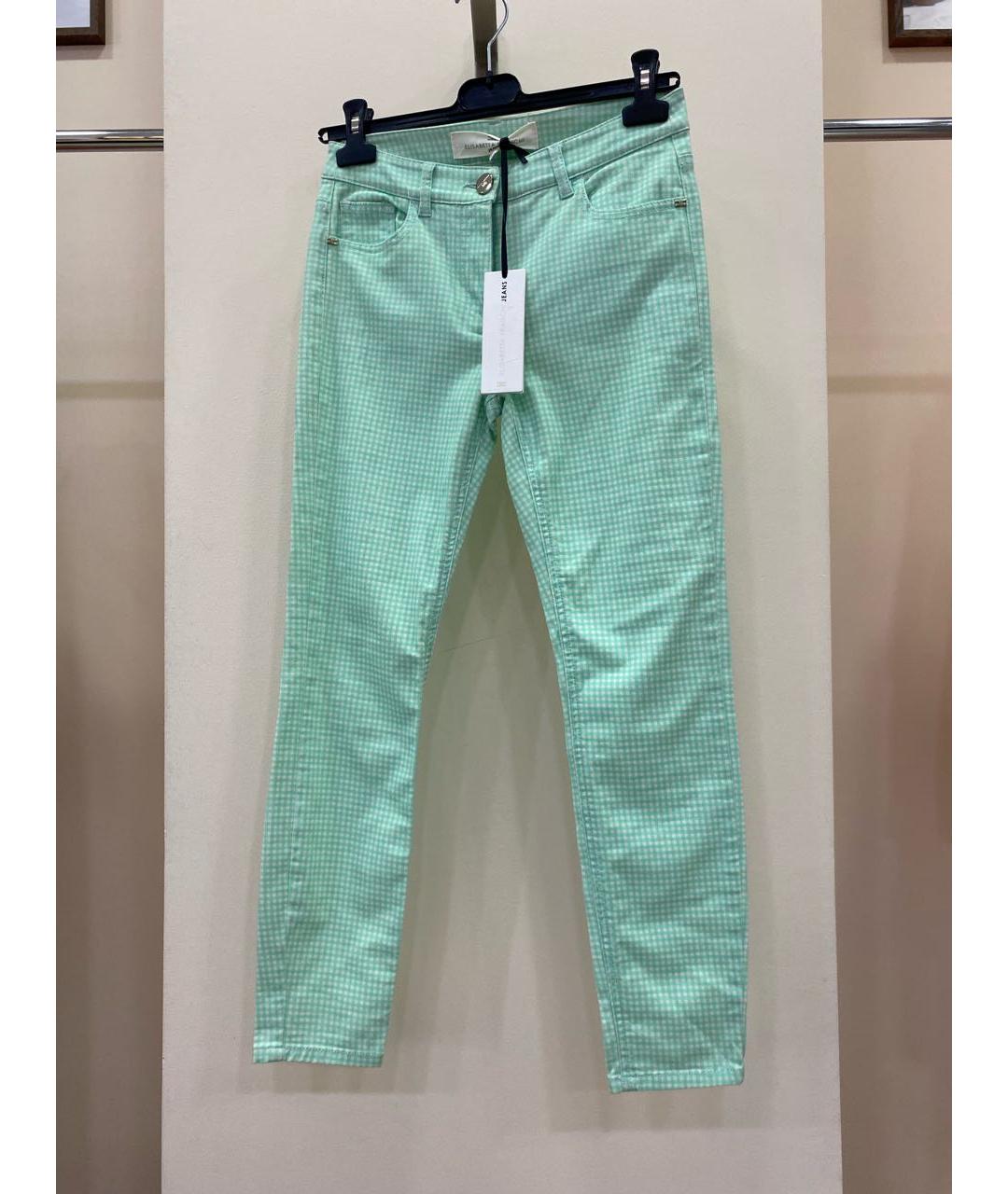 ELISABETTA FRANCHI Бирюзовые хлопко-эластановые прямые джинсы, фото 5