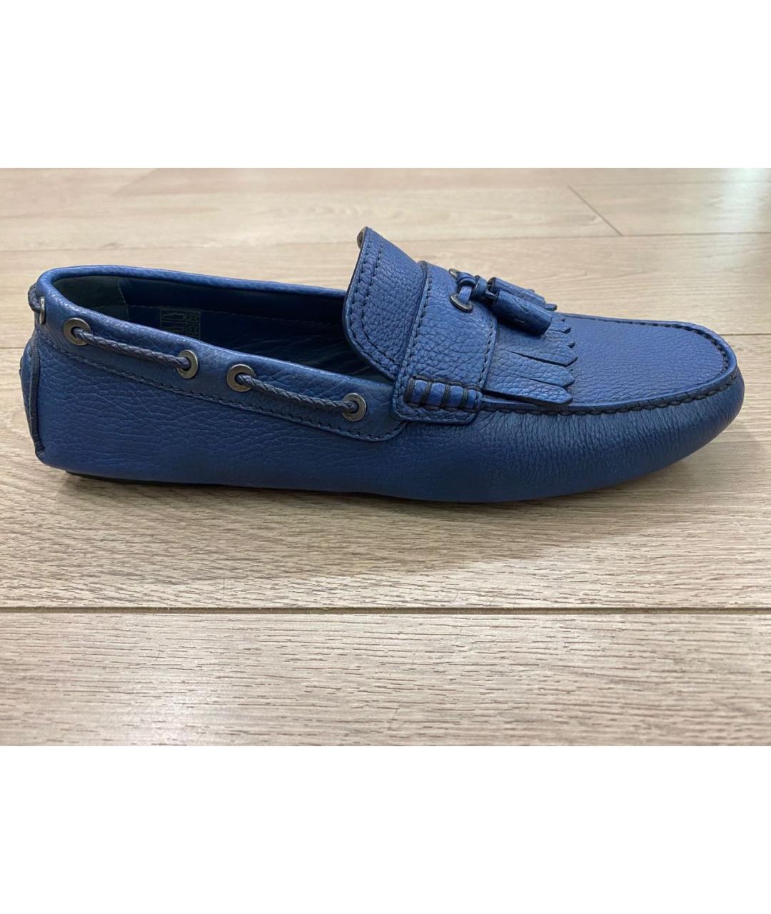 BRIONI Синие кожаные мокасины, фото 5