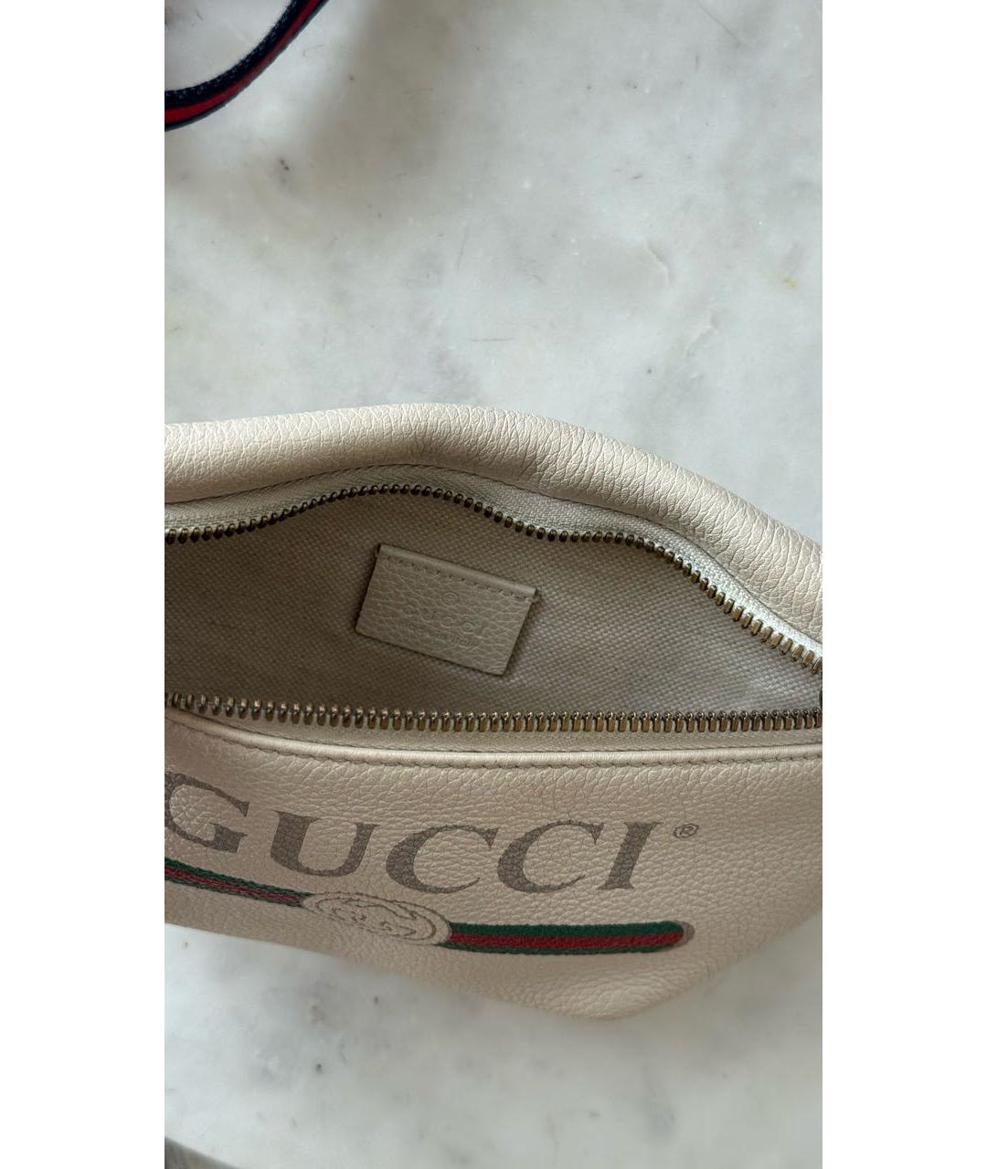 GUCCI Белая кожаная поясная сумка, фото 6