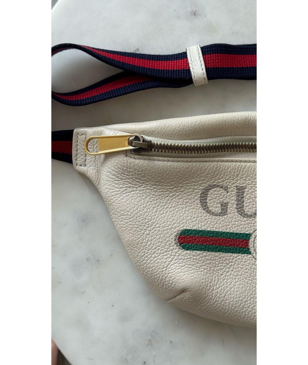 GUCCI Белая кожаная поясная сумка, фото 3