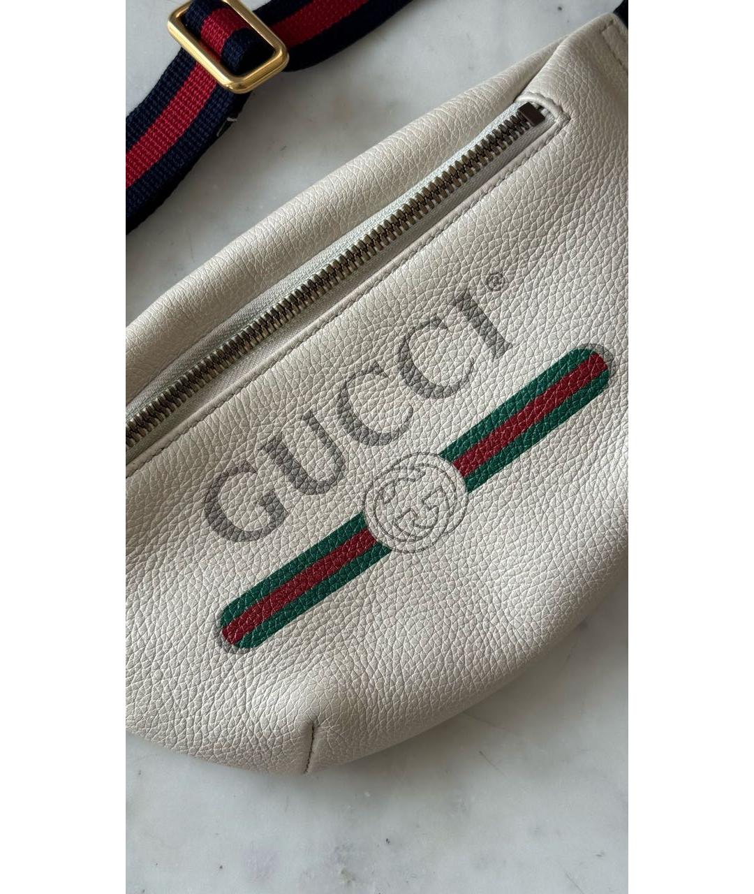 GUCCI Белая кожаная поясная сумка, фото 2