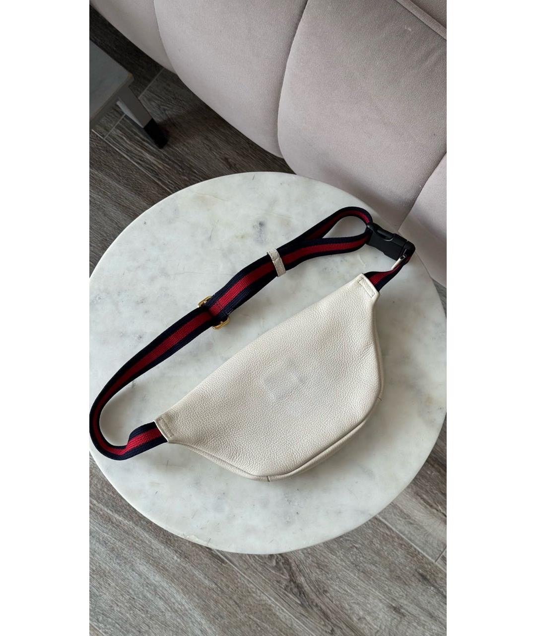 GUCCI Белая кожаная поясная сумка, фото 4