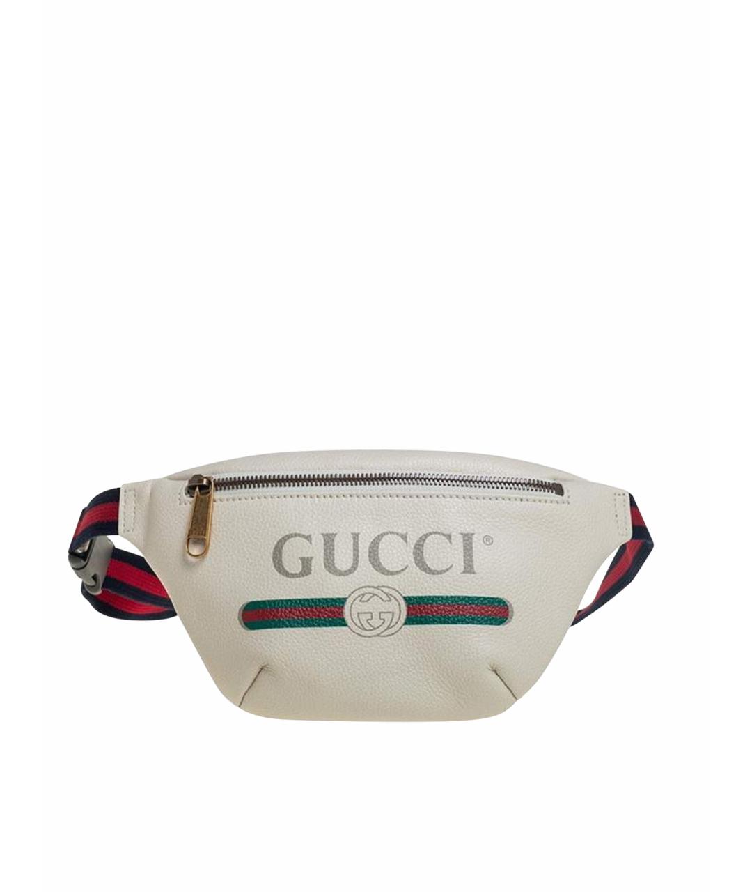 GUCCI Белая кожаная поясная сумка, фото 1