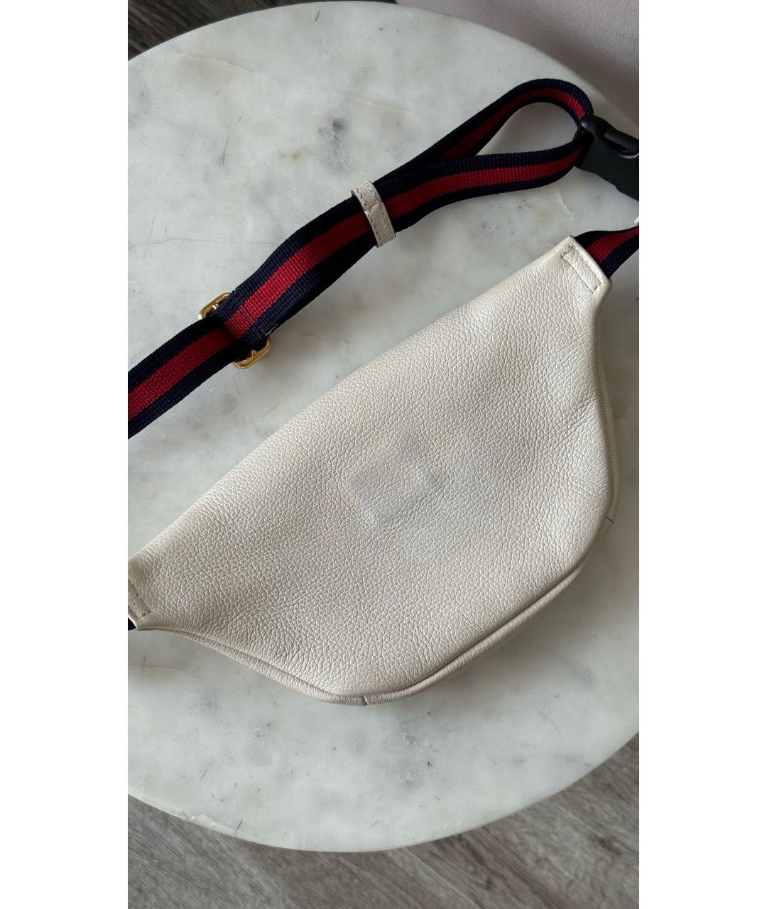 GUCCI Белая кожаная поясная сумка, фото 5