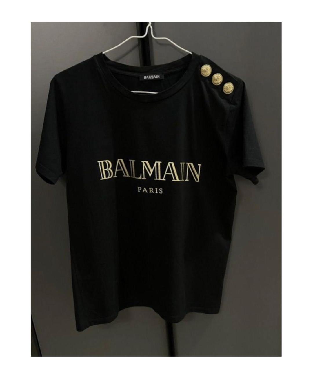 BALMAIN Черная хлопковая футболка, фото 2