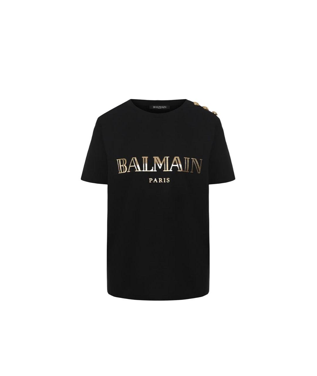 BALMAIN Черная хлопковая футболка, фото 5