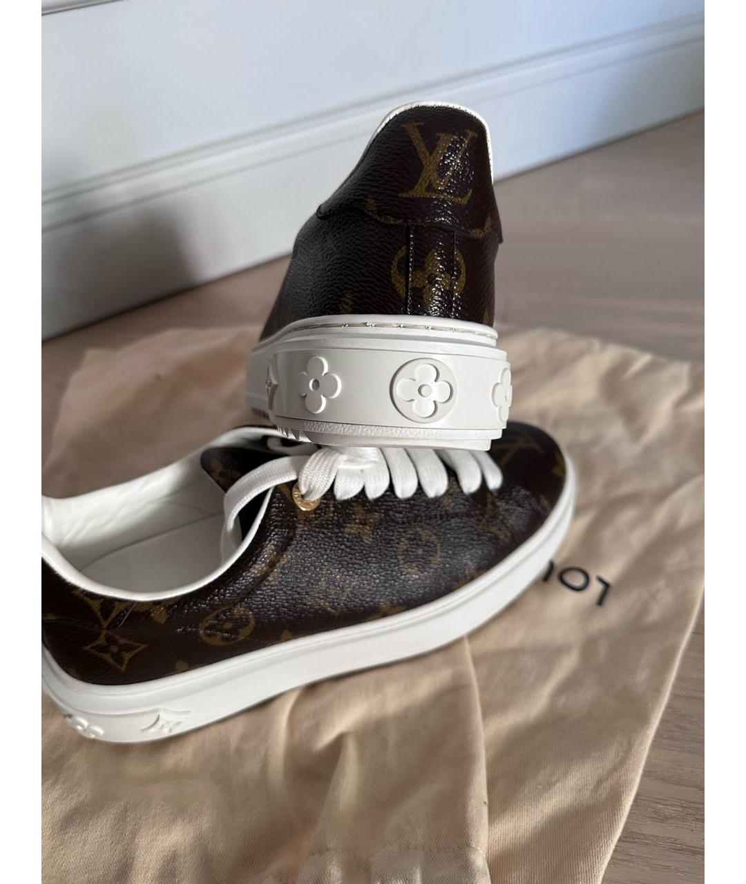 LOUIS VUITTON Коричневые кожаные кеды, фото 5