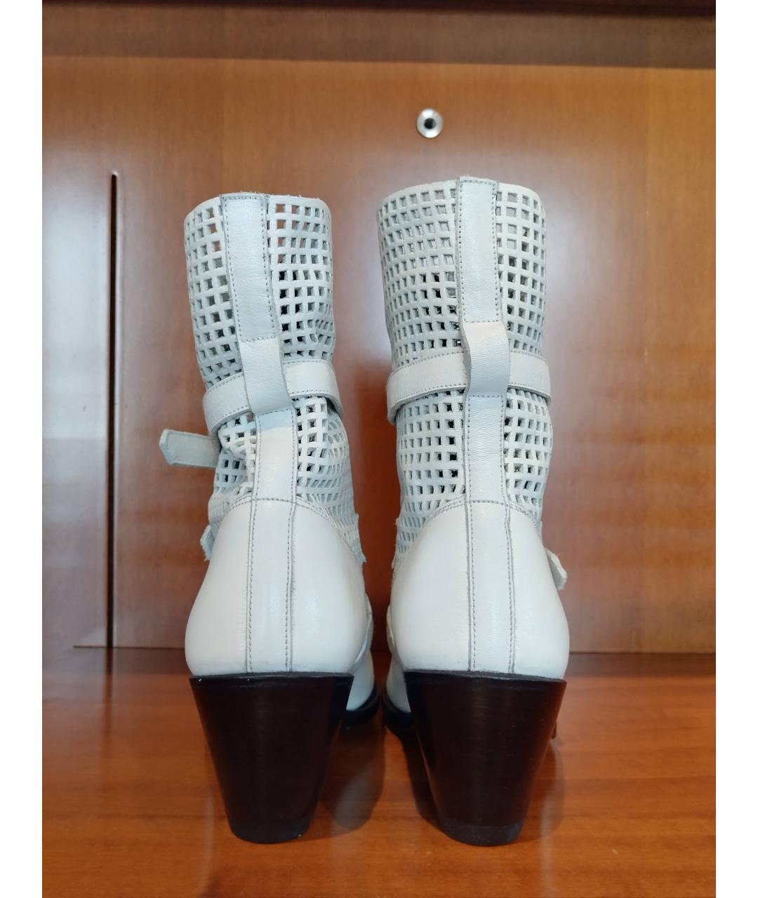 CELINE Белые кожаные полусапоги, фото 5