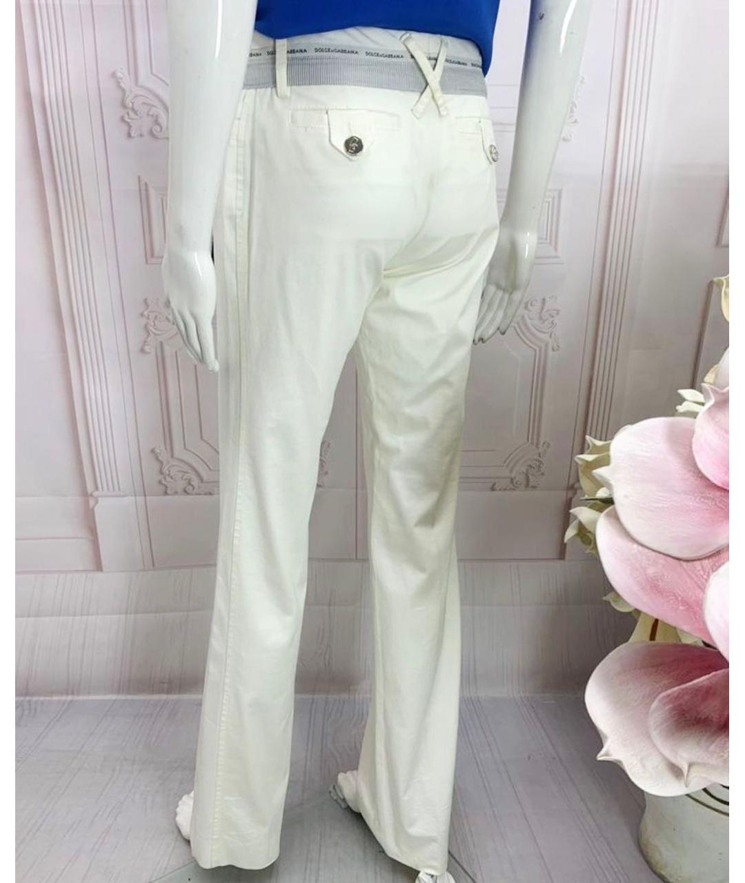 DOLCE&GABBANA Белые хлопко-эластановые прямые брюки, фото 2