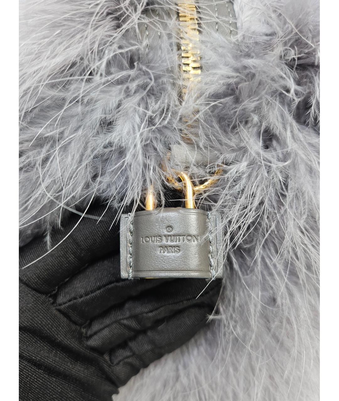 LOUIS VUITTON Серая кожаная сумка с короткими ручками, фото 8