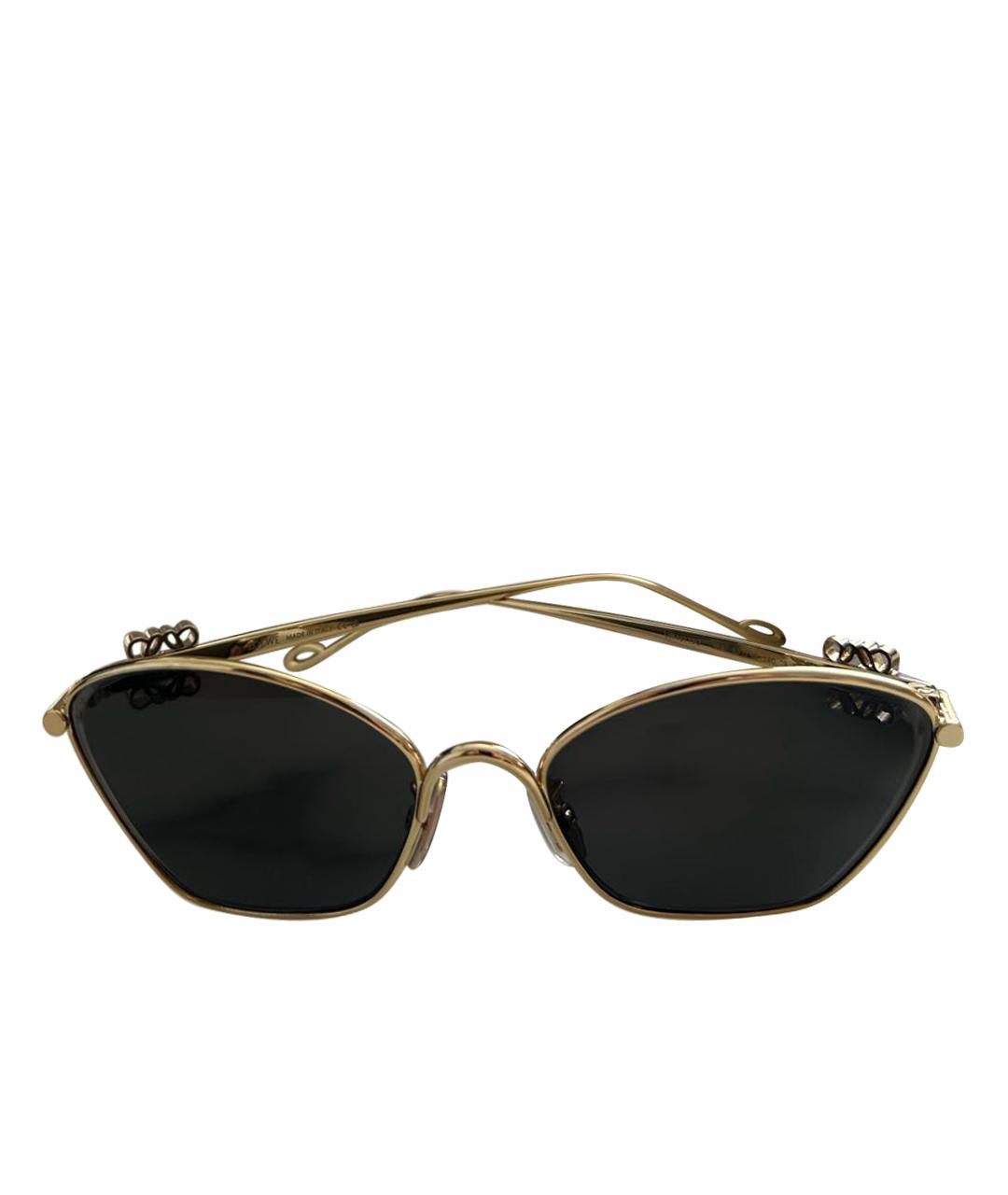 LOEWE Золотые металлические солнцезащитные очки, фото 1