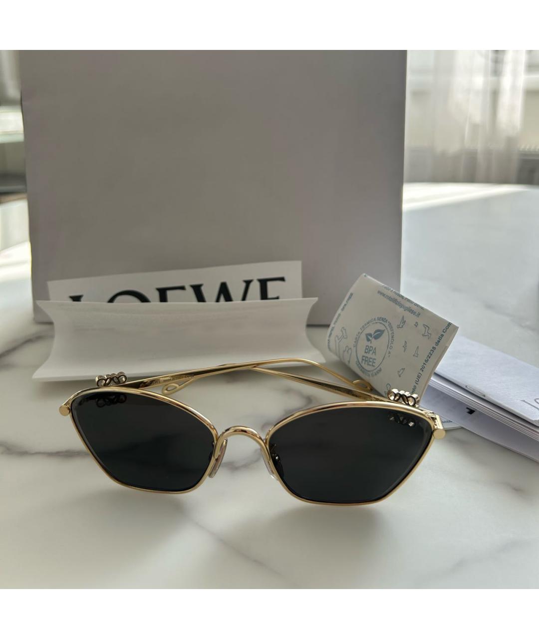 LOEWE Золотые металлические солнцезащитные очки, фото 7