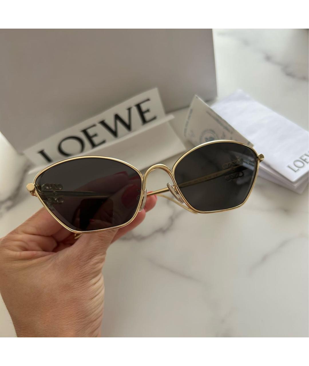 LOEWE Золотые металлические солнцезащитные очки, фото 6