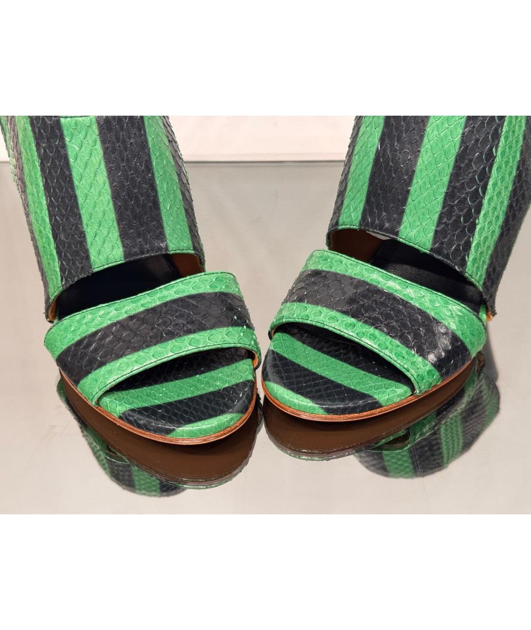 CHLOE Зеленые босоножки из экзотической кожи, фото 8