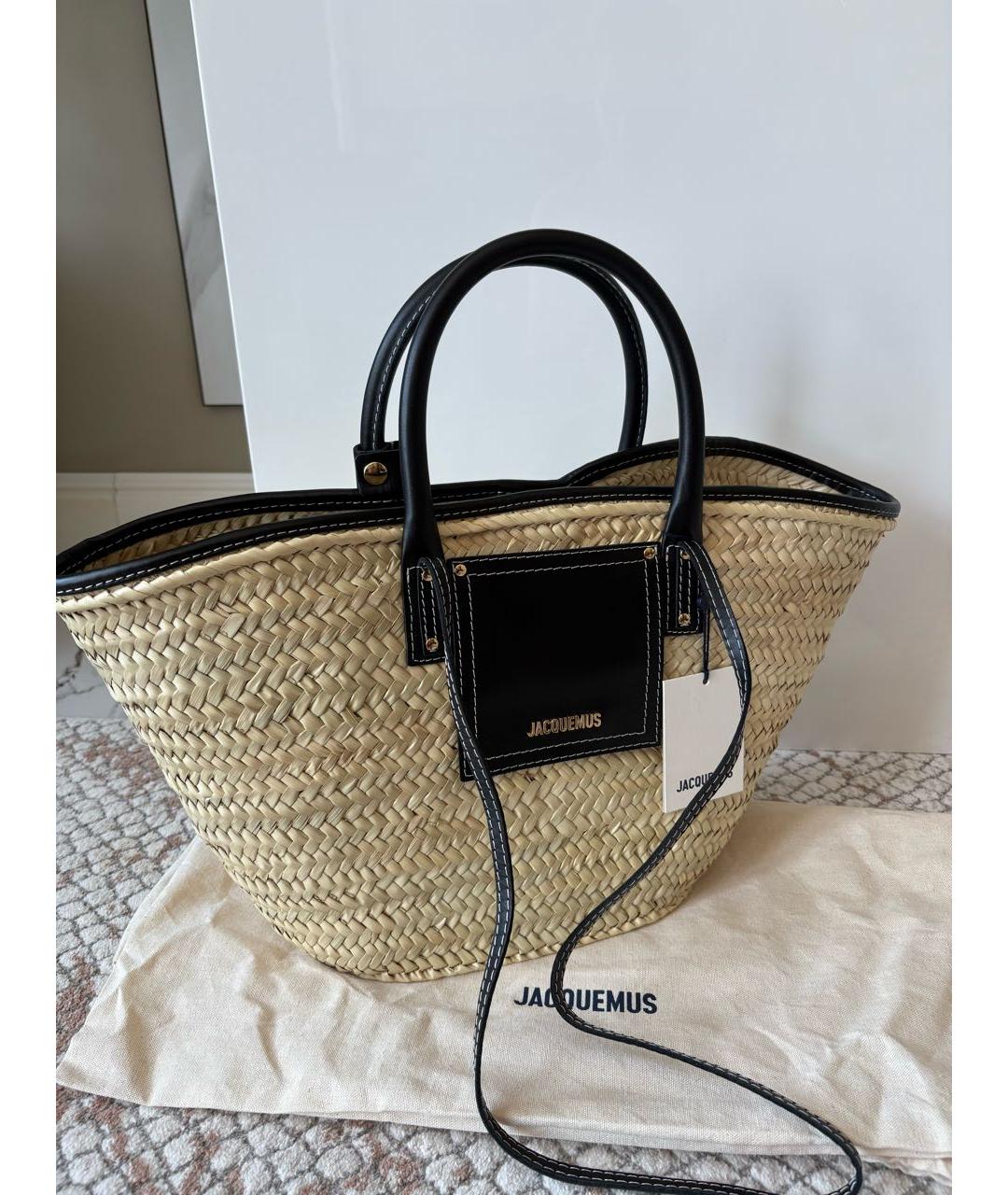 JACQUEMUS Черная пелетеная пляжная сумка, фото 3