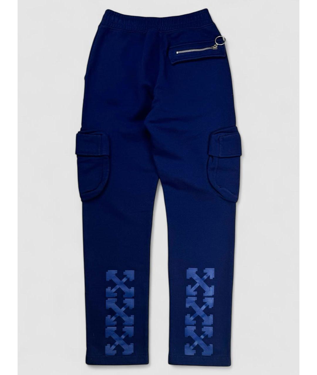 OFF-WHITE Темно-синие хлопковые повседневные брюки, фото 2
