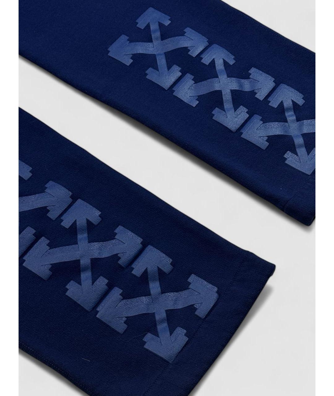 OFF-WHITE Темно-синие хлопковые повседневные брюки, фото 4