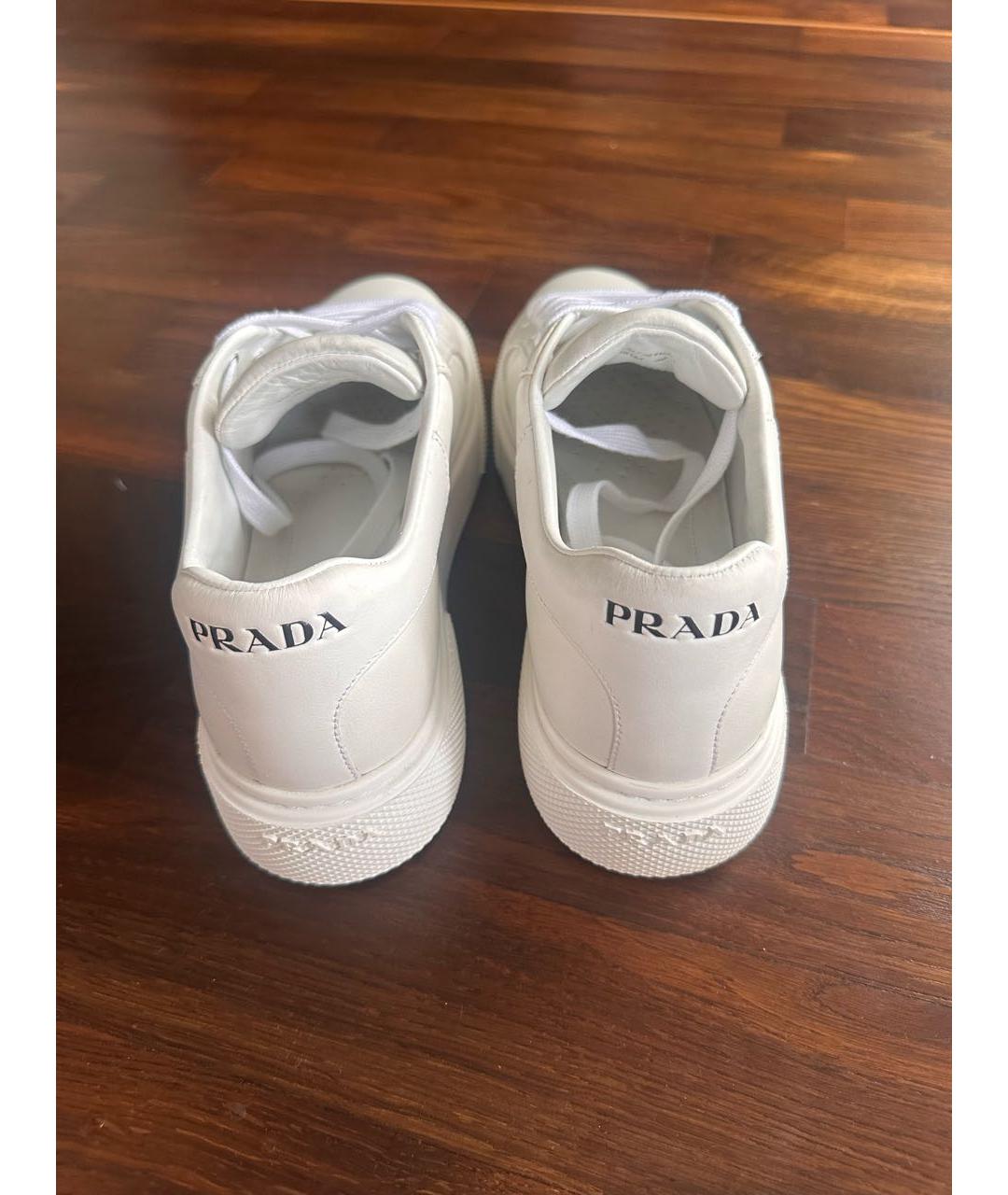 PRADA Белые кожаные кеды, фото 5