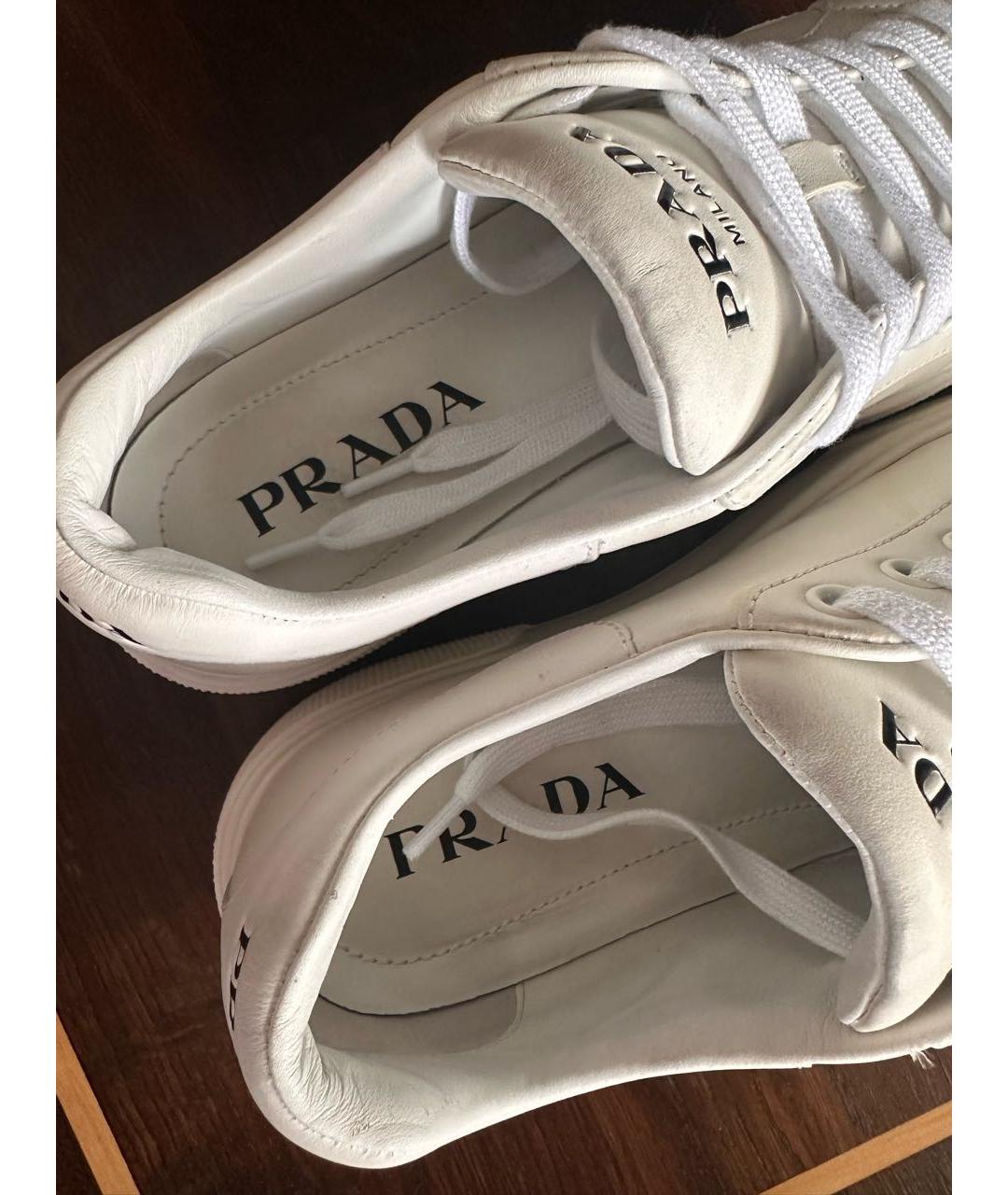 PRADA Белые кожаные кеды, фото 7