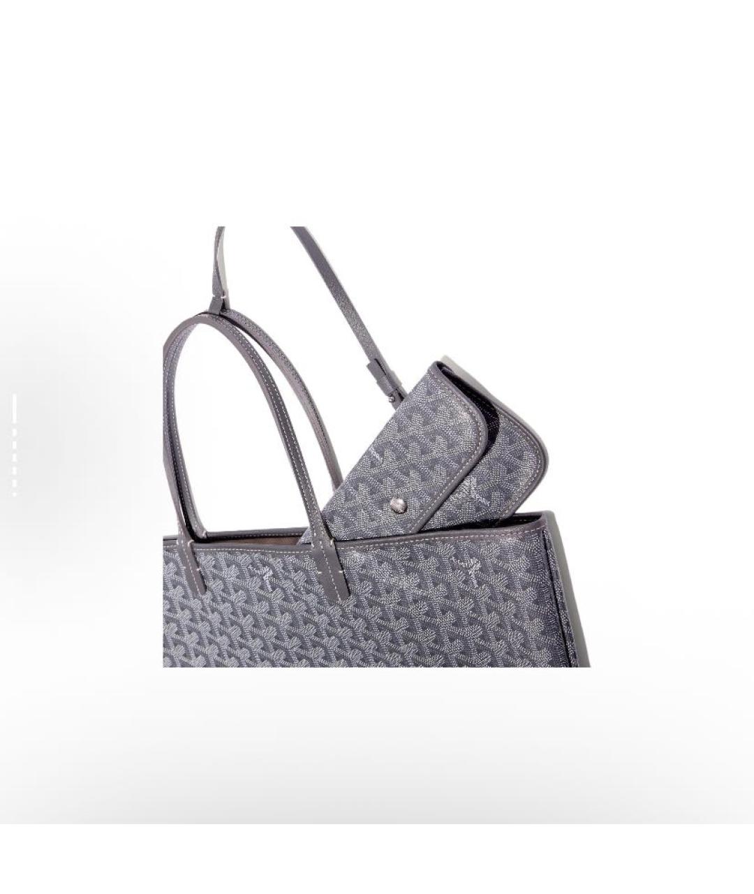 GOYARD Антрацитовая кожаная сумка тоут, фото 4