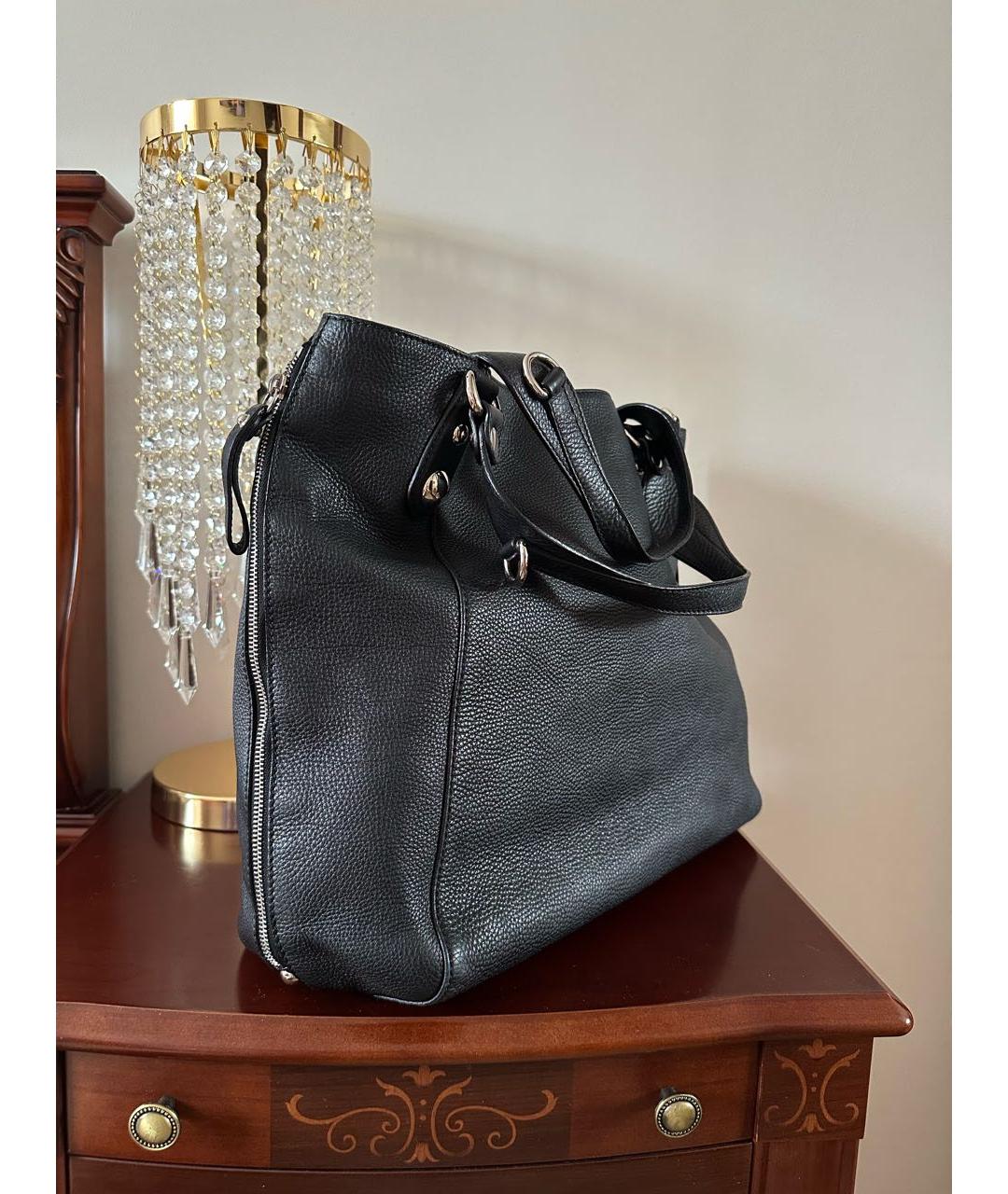 GUCCI Черная кожаная сумка с короткими ручками, фото 2