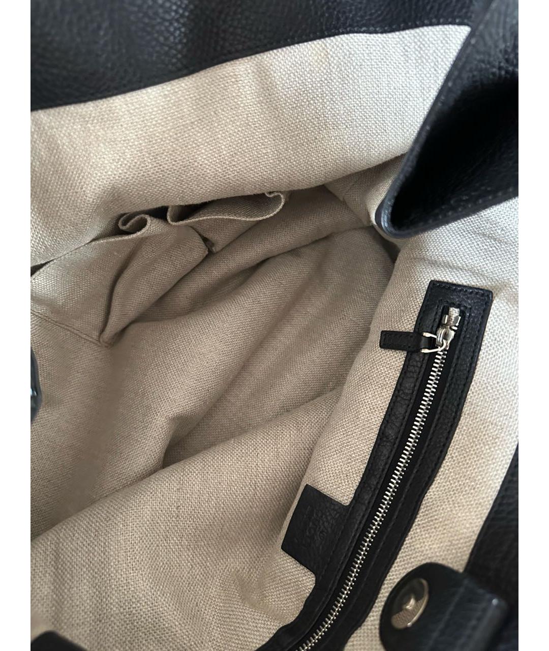 GUCCI Черная кожаная сумка с короткими ручками, фото 4