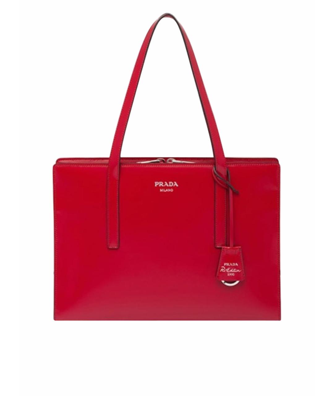 PRADA Красная кожаная сумка тоут, фото 1